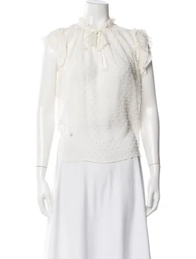 Pre-owned Ulla Johnson Silk Tie Neck Blouse In Neutral