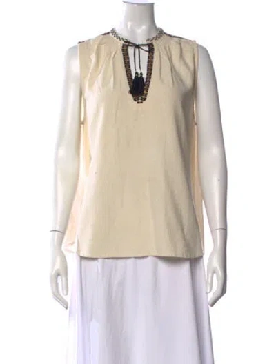 Pre-owned Ulla Johnson Silk Tie Neck Blouse In Neutral