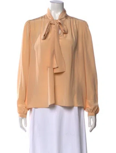 Pre-owned Ulla Johnson Silk Tie Neck Blouse In Neutral
