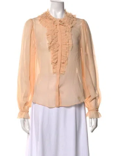 Pre-owned Ulla Johnson Silk Tie Neck Blouse In Neutrals