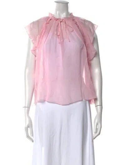Pre-owned Ulla Johnson Silk Tie Neck Blouse In Pink