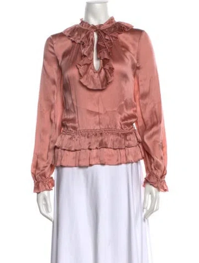Pre-owned Ulla Johnson Silk Tie Neck Blouse In Pink