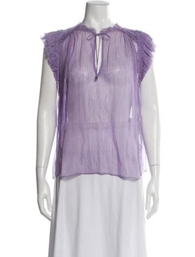 Pre-owned Ulla Johnson Silk Tie Neck Blouse In Purple