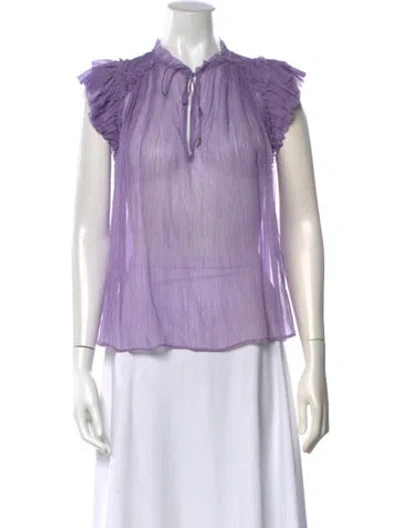 Pre-owned Ulla Johnson Silk Tie Neck Blouse In Purple