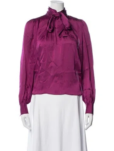 Pre-owned Ulla Johnson Silk Tie Neck Blouse In Purple