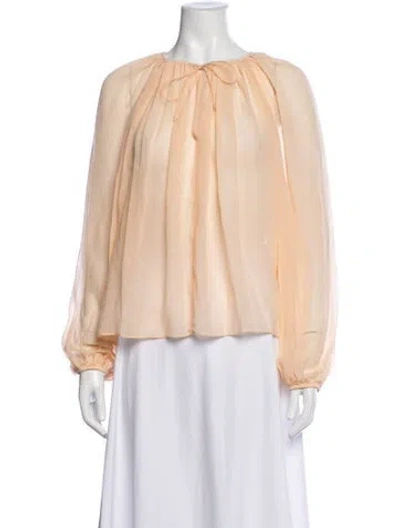 Pre-owned Ulla Johnson Silk Tie Neck Blouse W/ Tags In Neutrals