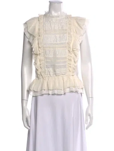 Pre-owned Ulla Johnson Silk Tie Neck Blouse In White