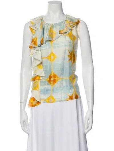 Pre-owned Ulla Johnson Silk Tie-dye Print Blouse In Multi