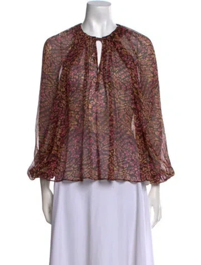 Pre-owned Ulla Johnson Silk Tie-dye Print Blouse In Multi