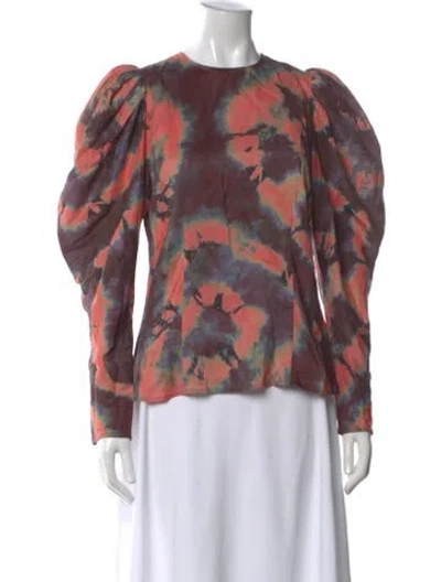 Pre-owned Ulla Johnson Silk Tie-dye Print Blouse In Multi
