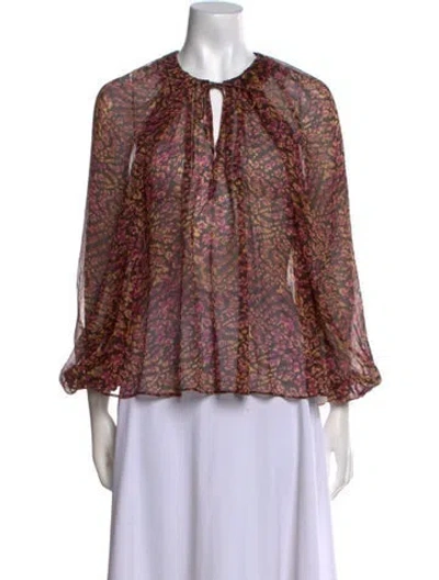 Pre-owned Ulla Johnson Silk Tie-dye Print Blouse In Multi