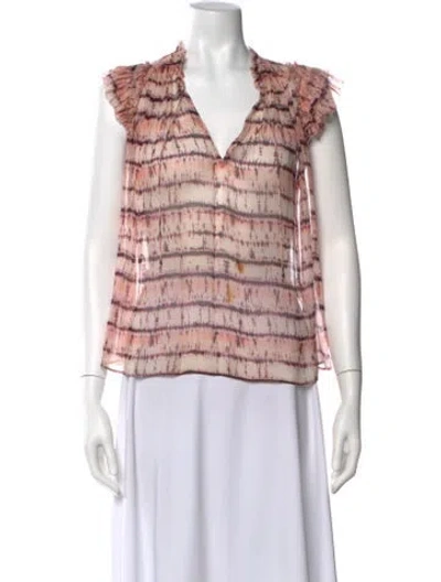Pre-owned Ulla Johnson Silk Tie-dye Print Blouse In Pink