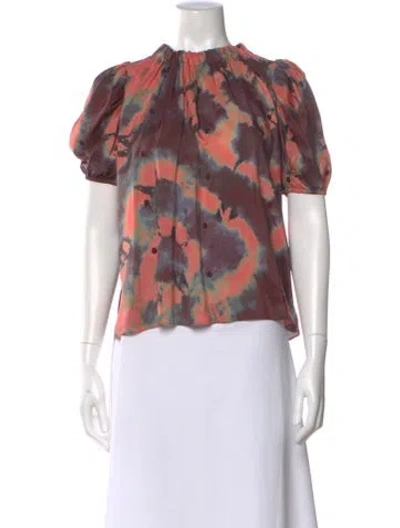 Pre-owned Ulla Johnson Silk Tie-dye Print Blouse In Pink