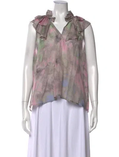 Pre-owned Ulla Johnson Silk Tie-dye Print Blouse In Pink