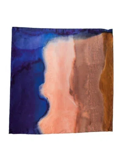 Pre-owned Ulla Johnson Silk Tie-dye Print Scarf In Blue