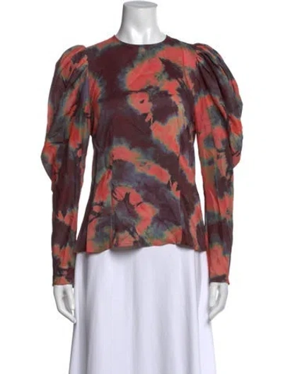 Pre-owned Ulla Johnson Silk Tie-dye Print Top In Pink