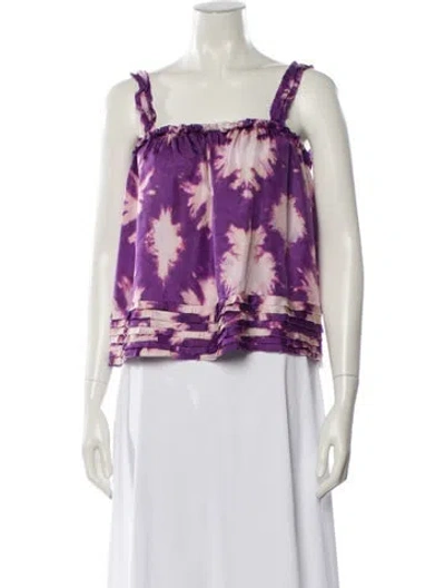 Pre-owned Ulla Johnson Silk Tie-dye Print Top In Purple