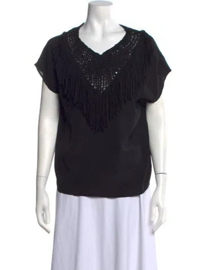 Pre-owned Ulla Johnson Silk V-neck Blouse In Black