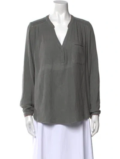 Pre-owned Ulla Johnson Silk V-neck Blouse In Gray