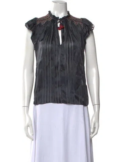 Pre-owned Ulla Johnson Silk V-neck Blouse In Grey/pink
