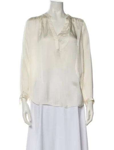 Pre-owned Ulla Johnson Silk V-neck Blouse In Neutral