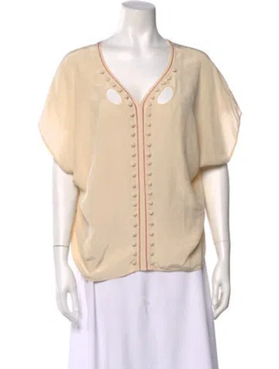 Pre-owned Ulla Johnson Silk V-neck Blouse In Neutral