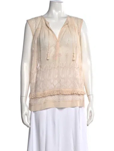 Pre-owned Ulla Johnson Silk V-neck Blouse In Neutral