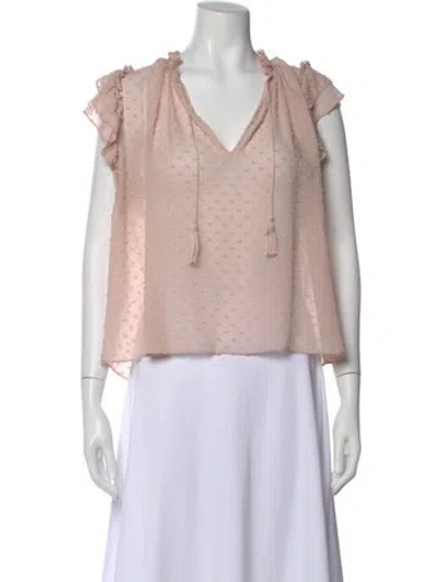 Pre-owned Ulla Johnson Silk V-neck Blouse In Pink