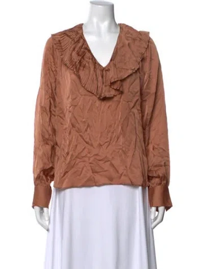 Pre-owned Ulla Johnson Silk V-neck Blouse In Pink