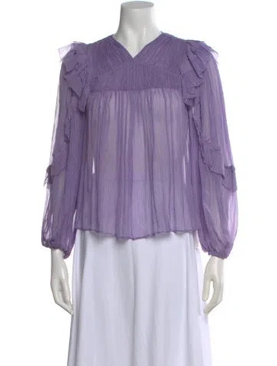 Pre-owned Ulla Johnson Silk V-neck Blouse In Purple