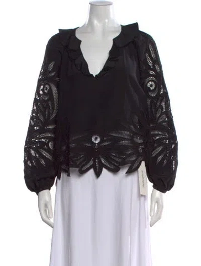 Pre-owned Ulla Johnson Silk V-neck Blouse W/ Tags In Black