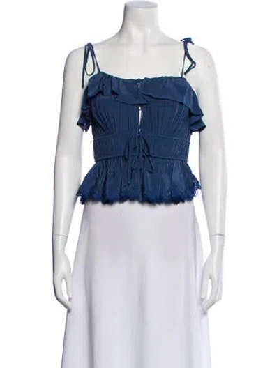 Pre-owned Ulla Johnson Silk V-neck Blouse W/ Tags In Blue