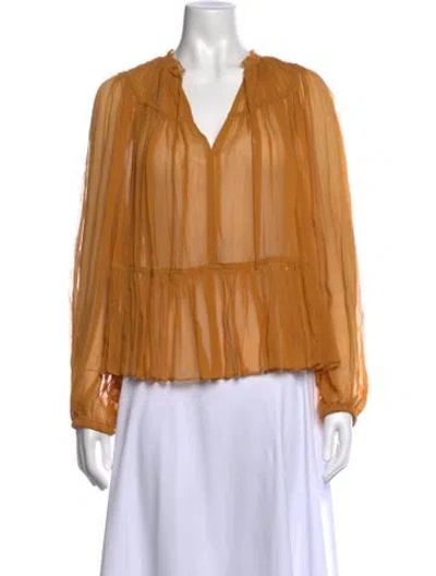 Pre-owned Ulla Johnson Silk V-neck Blouse W/ Tags In Orange