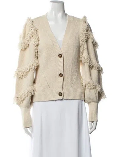 Pre-owned Ulla Johnson Silk V-neck Sweater In Neutral
