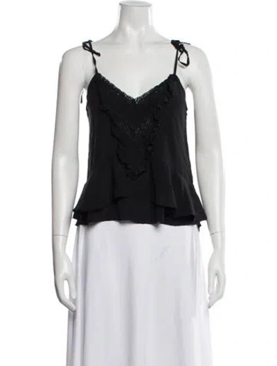 Pre-owned Ulla Johnson Silk V-neck Top In Black