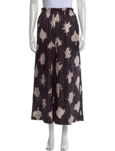 Pre-owned Ulla Johnson Silk Wide Leg Pants In Black