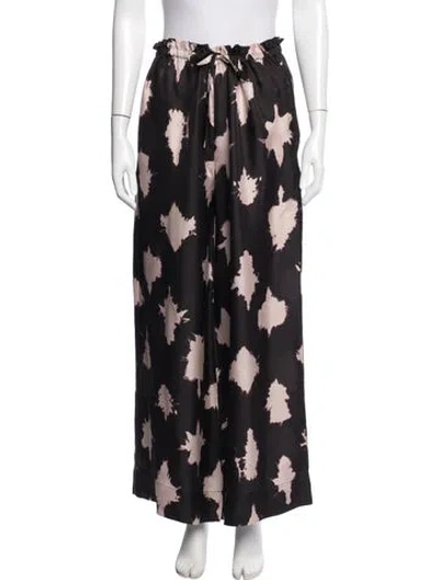 Pre-owned Ulla Johnson Silk Wide Leg Pants In Black