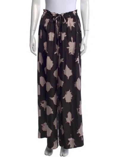 Pre-owned Ulla Johnson Silk Wide Leg Pants In Black