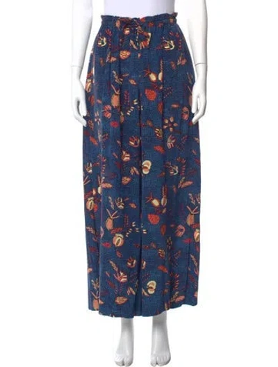 Pre-owned Ulla Johnson Silk Wide Leg Pants In Blue