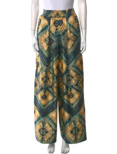 Pre-owned Ulla Johnson Silk Wide Leg Pants In Blue