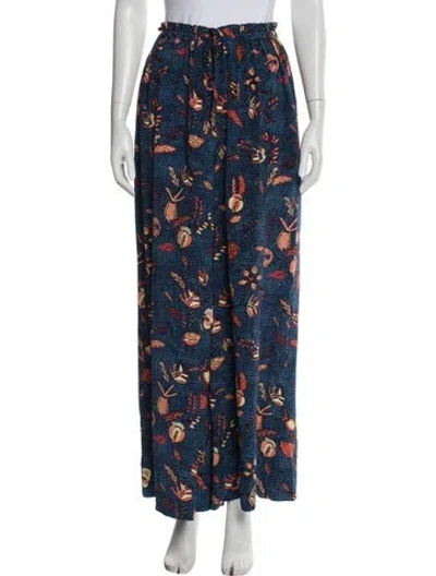 Pre-owned Ulla Johnson Silk Wide Leg Pants In Blue