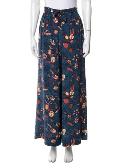 Pre-owned Ulla Johnson Silk Wide Leg Pants In Blue