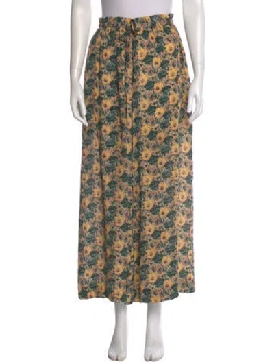 Pre-owned Ulla Johnson Silk Wide Leg Pants In Green