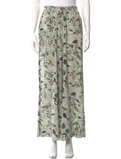 Pre-owned Ulla Johnson Silk Wide Leg Pants In Green
