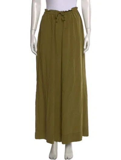 Pre-owned Ulla Johnson Silk Wide Leg Pants In Green