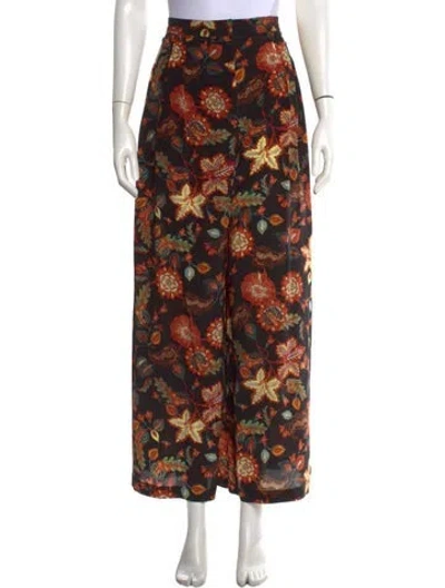 Pre-owned Ulla Johnson Silk Wide Leg Pants In Multicolor