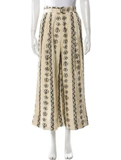 Pre-owned Ulla Johnson Silk Wide Leg Pants In Neutral
