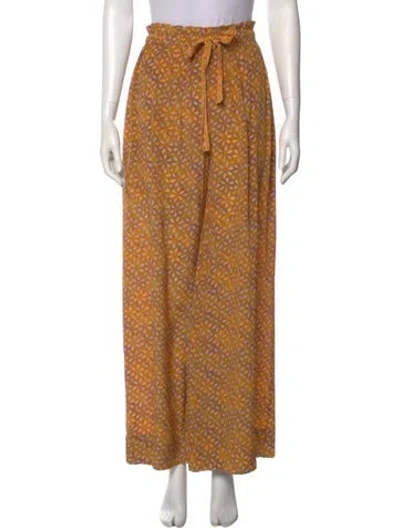 Pre-owned Ulla Johnson Silk Wide Leg Pants In Orange