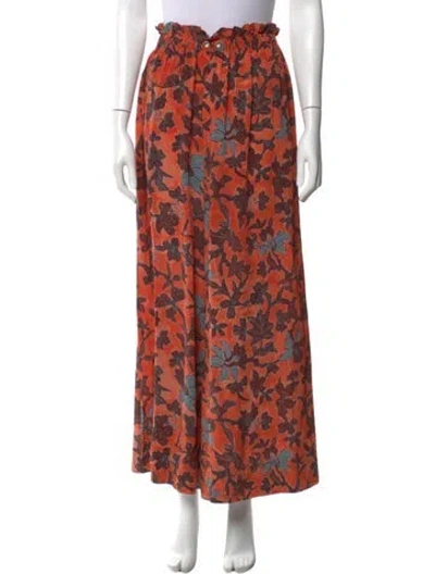 Pre-owned Ulla Johnson Silk Wide Leg Pants In Orange