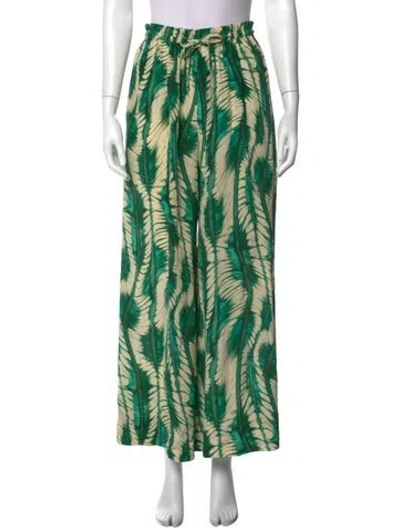 Pre-owned Ulla Johnson Silk Wide Leg Pants W/ Tags In Green